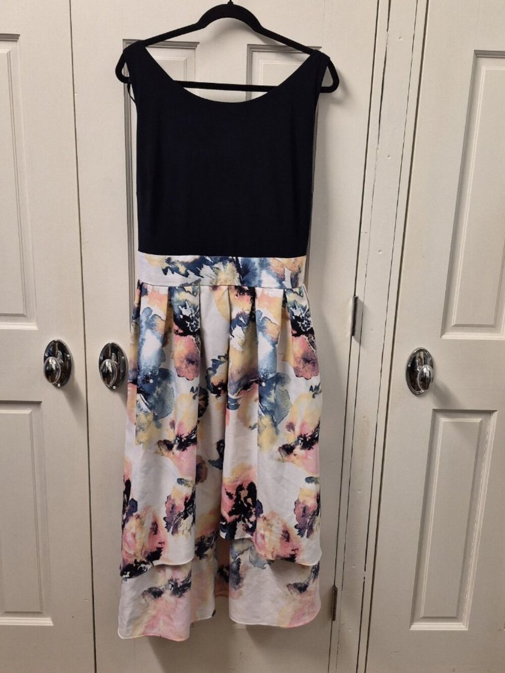 Dress Barn Black and Floral Midi Dress